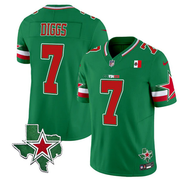 Men's Dallas Cowboys #7 Trevon Diggs 2024 Mexico Green F.U.S.E. Stitched Football Jersey Men's Dallas Cowboys #7 Trevon Diggs 2024 Mexico Green F.U.S.E. Stitched Football Jersey